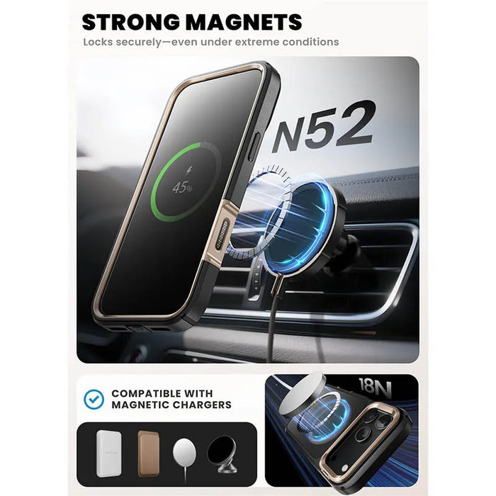 For Iphone 17 Pro 6.3 Inch 2025 Flip Full-Body Heavy Duty Magnetic Phone Case With Tempered Glass Screen Protector