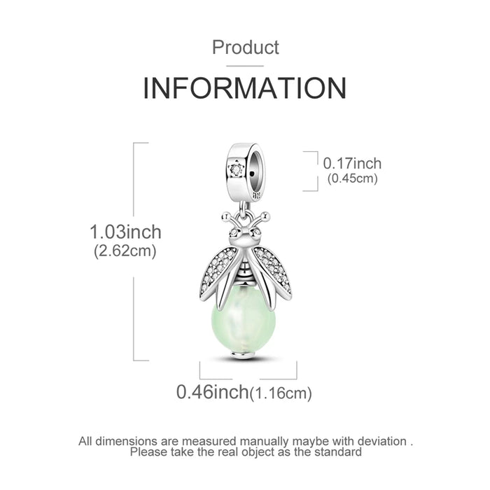 925 Sterling Silver Starry Night Firefly Charm Pendant Fits Bracelets Diy Jewelry For Women
