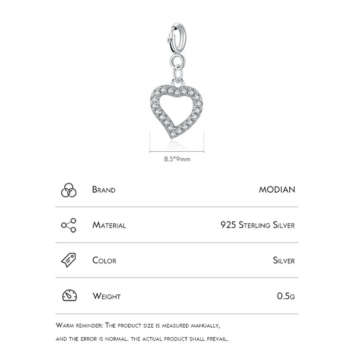925 Sterling Silver Romantic Heart Pendant For Womendiy Jewelry