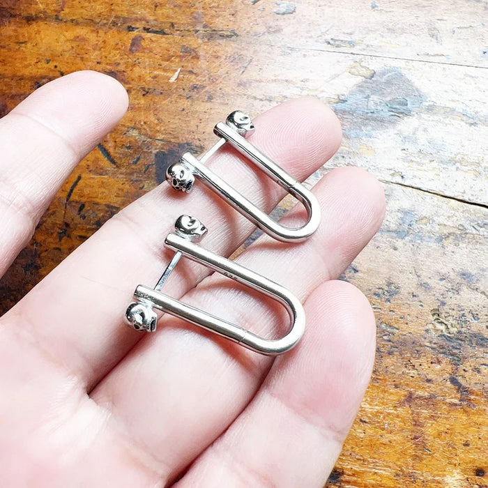 925 Sterling Silver Skull Hoop Earrings Unisex Punk Europe Fine Jewelry