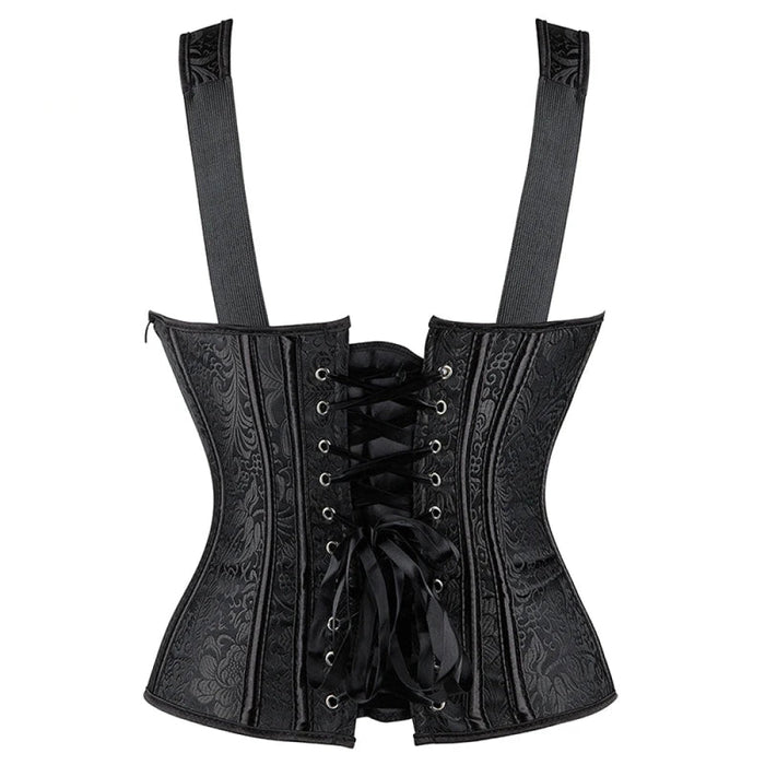 Black Retro Steampunk Padded Corset & Bustier Side Zipper Plus Size
