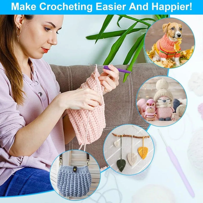 Colorful Crochet Kit For Beginners With Ergonomic Handles