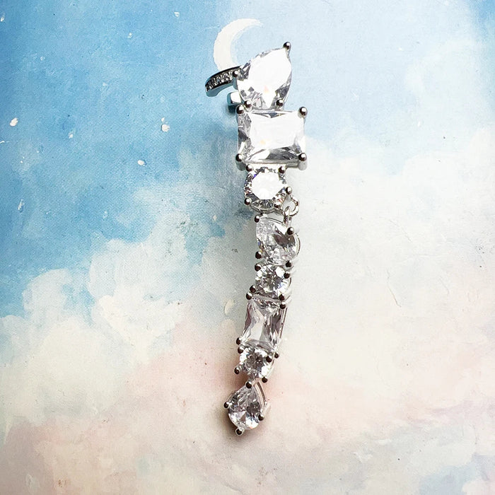 925 Sterling Silver Romantic Water Drop Climber Stud For Women