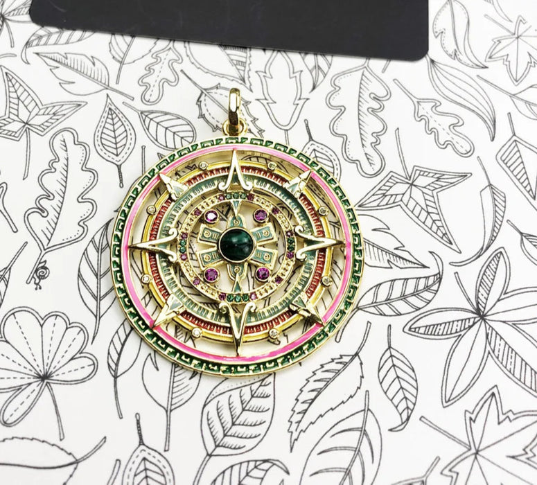 925 Sterling Silver Vintage Aztec Amulet Pendant Mythical Power Gift