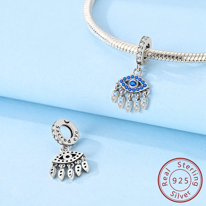 925 Sterling Silver Eye Pendant Charms Fits Bracelet Diy Gift For Women