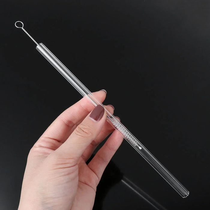 8 Piece Glass Straws Set For Drinks & Cocktails