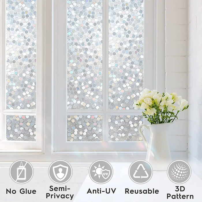 Rainbow Window Film - Stained Glass Clings - 3D Decorative Coverings - Static Cling Removable