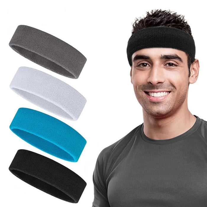Moisture Wicking Sports Headband Terry Cloth Sweat Band For Tennis Basketball Football