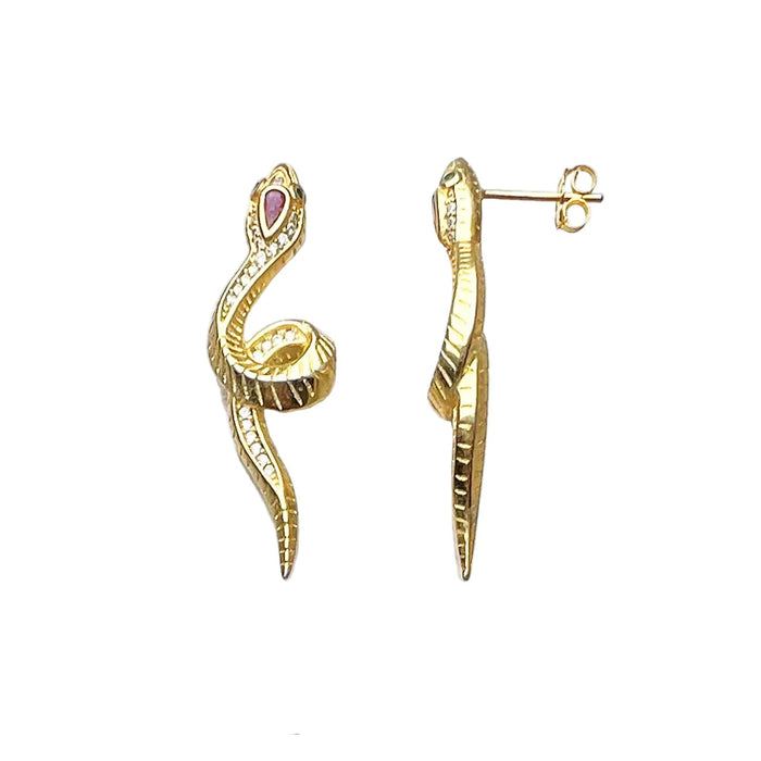 925 Sterling Silver Bohemia Beauty Curved Snake Drop Earrings For Women