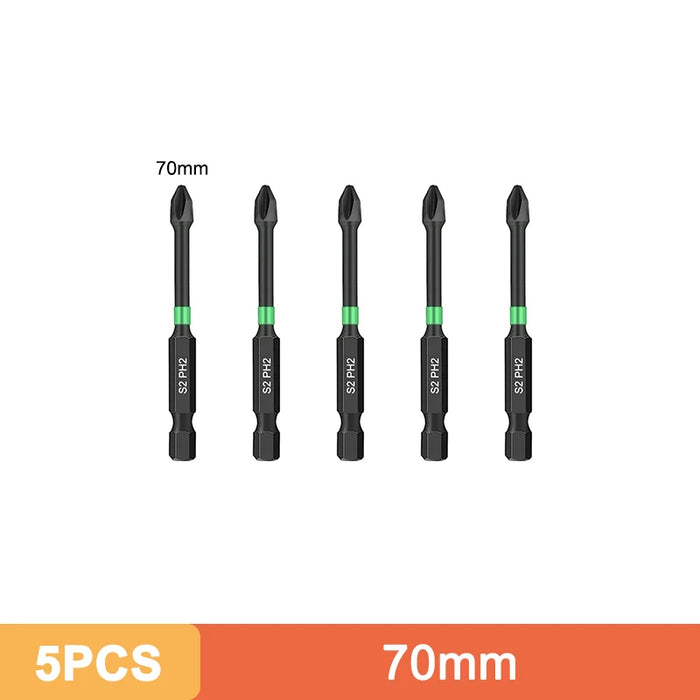 Ph2 Magnetic Cross Impact Screwdriver Bit Set High Hardness Non Slip