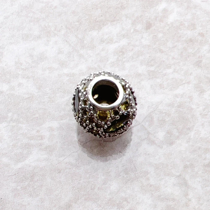 925 Sterling Silver Green Planet Bead Charm For Women