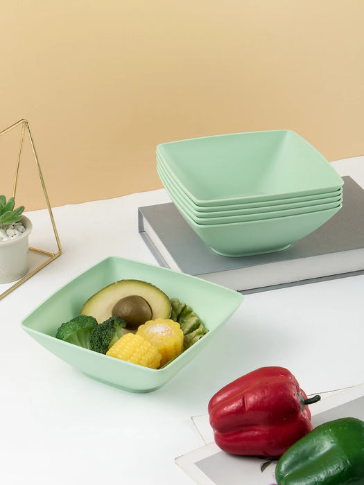 2 / 6 / 12 Piece Reusable Large Plastic Green Square Bowls Ideal For Soup Noodles Oatmeal