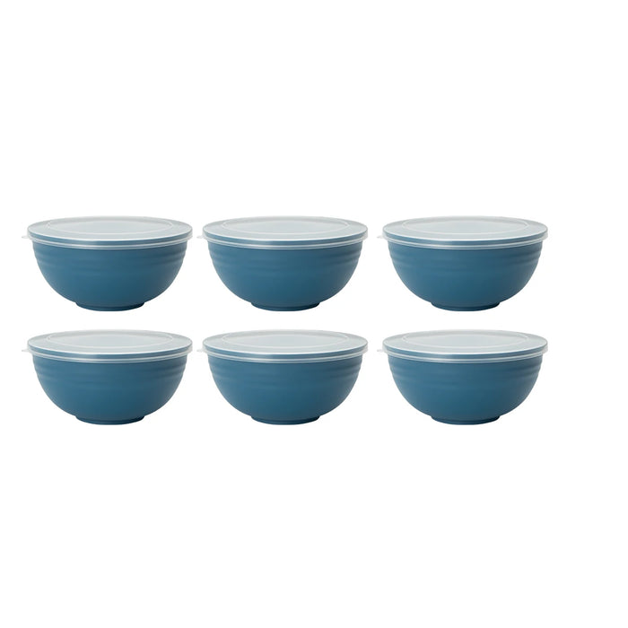 2 / 4 / 6 Piece Reusable Dark Blue Plastic Bowls With Lids