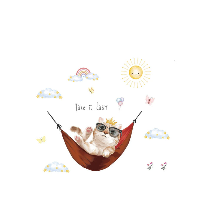 Adorable Cat Sun Wall Decals For Kids Room Decor