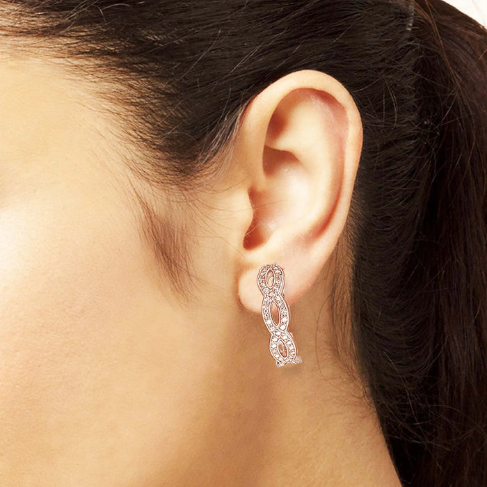 925 Sterling Silver Rose Gold Infinity Love Hoop Earrings Romantic Gift For Women