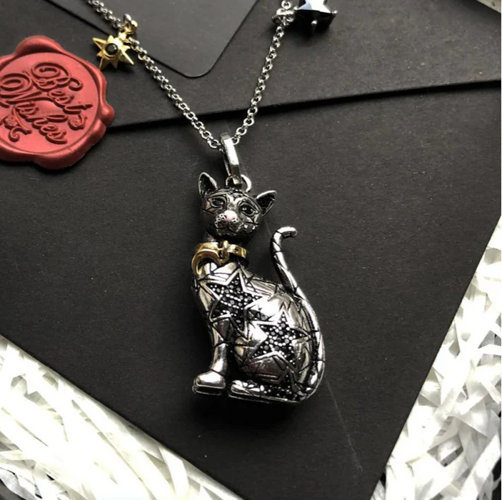 925 Sterling Silver Star Cat Chain Necklace Cute Fashion Jewelry For Women