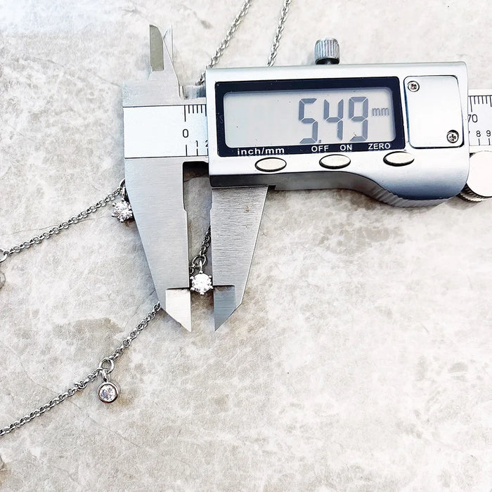 925 Sterling Silver Layered White Stone Necklace Romantic Gift