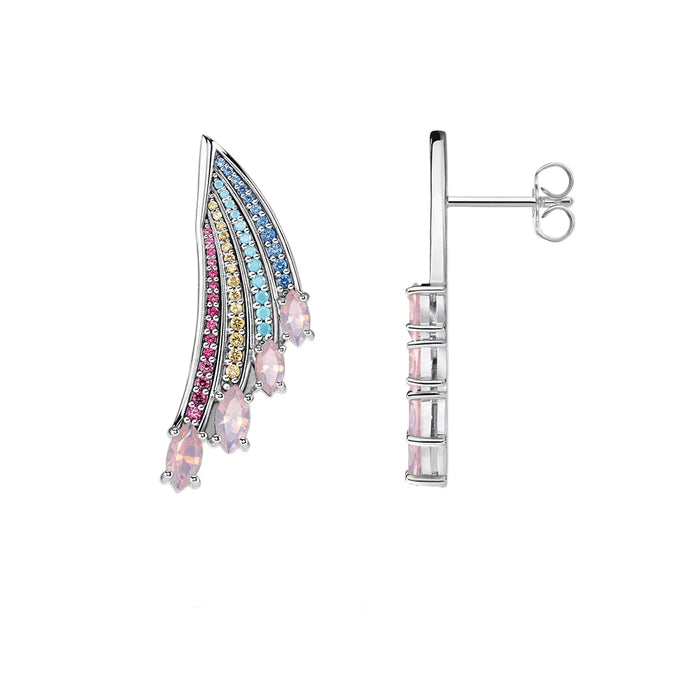 925 Sterling Silver Boho Rainbow Hummingbird Earrings For Women