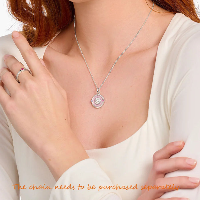 925 Sterling Silver Romantic Pink Heart Pendant Jewelry For Women