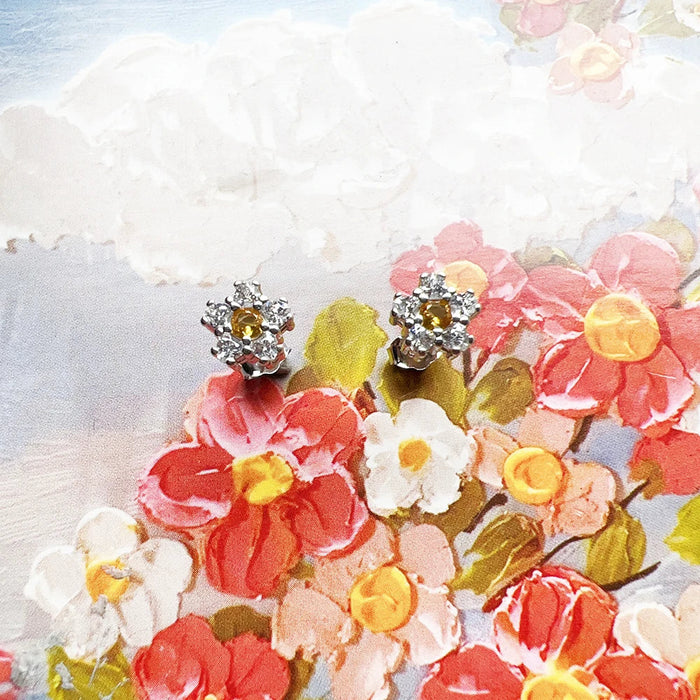 925 Sterling Silver Daisy Flower Stud Earrings Romantic Gift For Women