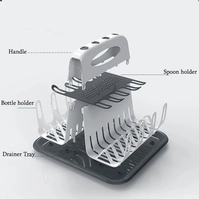 Portable Baby Bottle Drying Rack With Drain Tray