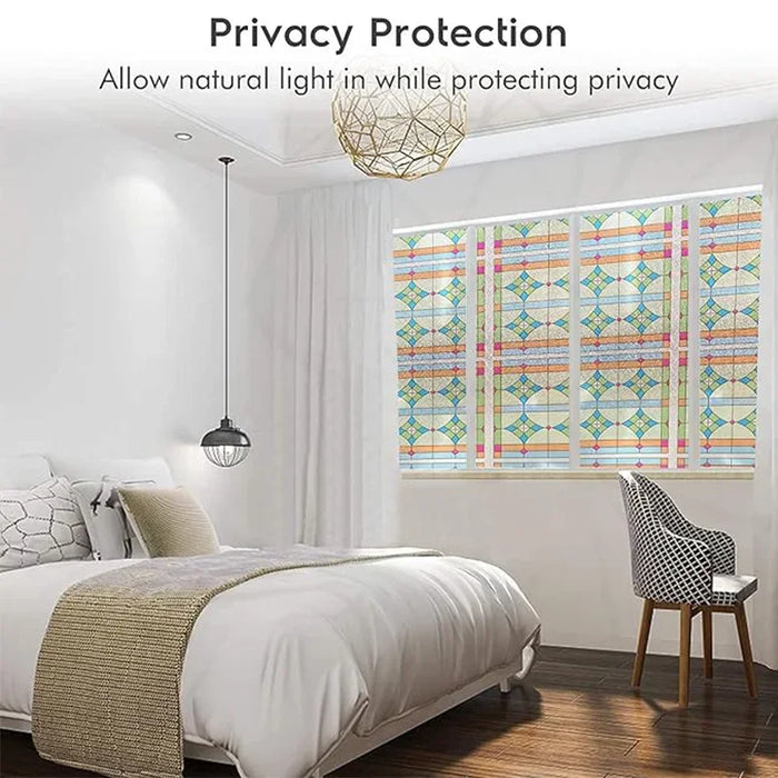 Decorative Privacy Glass Film - Stained Heat Transfer Frosted Window Sticker For Kitchen Door
