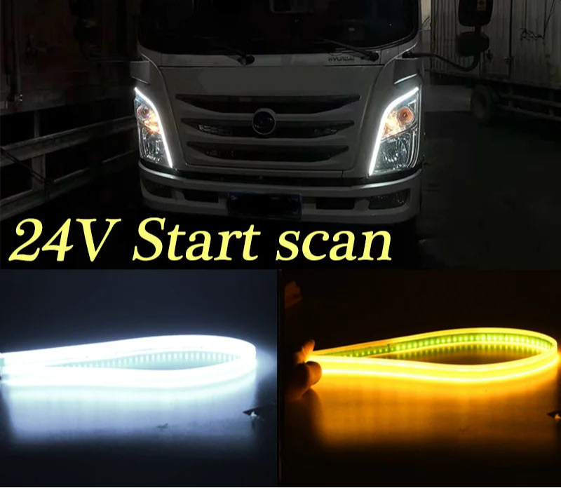 24V Led Car Drl Daytime Running Lights Waterproof Soft Turn Signal Truck Headlight Assembly