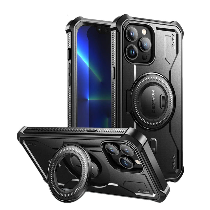 For Iphone 13 Pro Max Full-Body Bumper Military Grade Armor Shockproof Shell Case With Built-In Screen Protector Kickstand