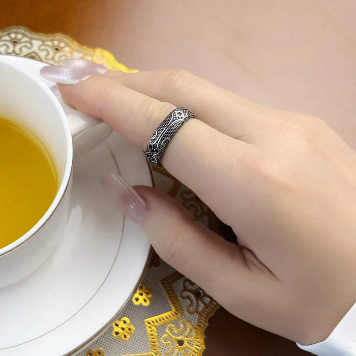 925 Sterling Silver Maori Tattoos Band Ring Ethno Fine Jewelry For Women & Men Autumn Cultural Ornament