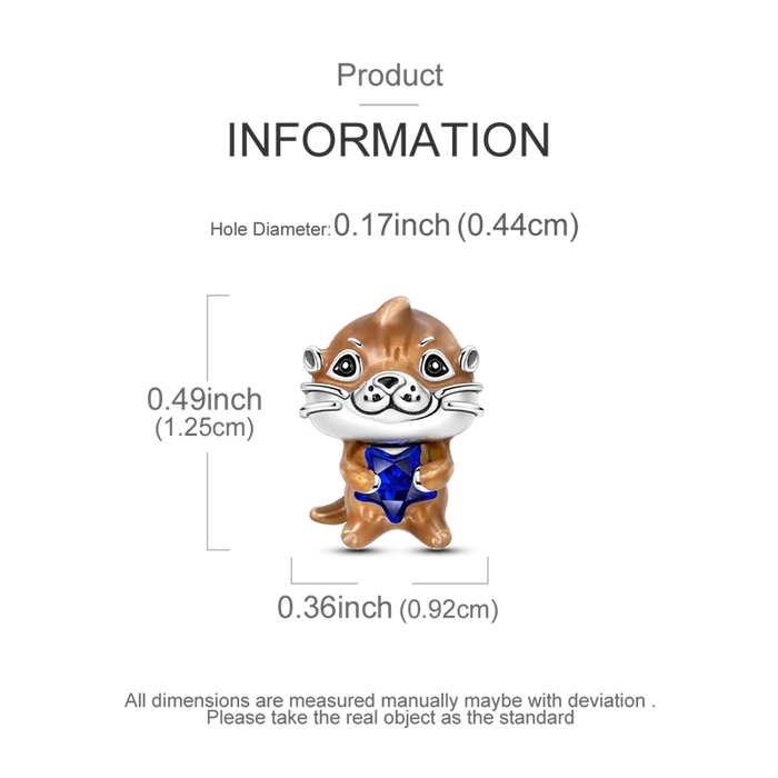 925 Sterling Silver Otter Pendant Charm Fits Bracelets & Necklaces Diy Gift