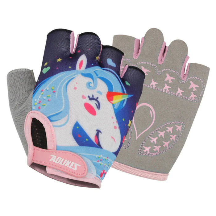 Breathable Half Finger Cycling Gloves For Kids Anti Slip Thin & Comfortable Spring / Summer Bike Riding Gear