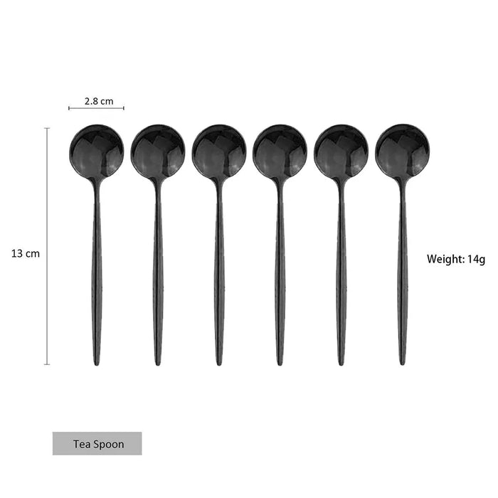 6 Piece Stainless Steel Mini Stirring Spoons For Coffee Tea Sauce Salt Sugar Black / Gold