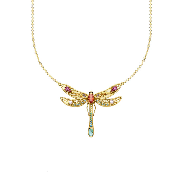 925 Sterling Silver Bohemian Dragonfly Necklace Fine Jewelry For Women