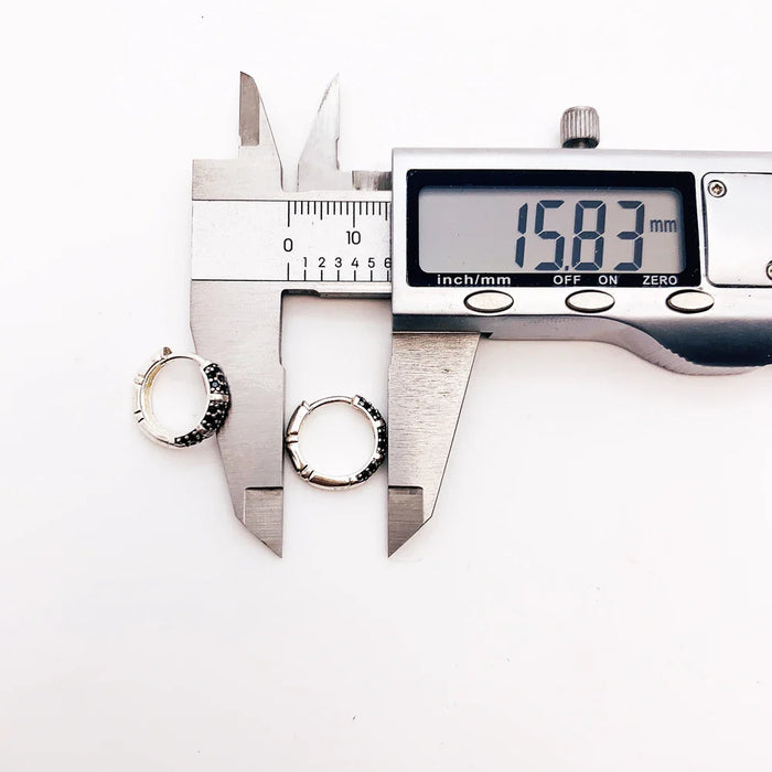 925 Sterling Silver Bamboo Black Creole Hinged Hoop Earrings Europe Glam Fine Jewelry For Women & Men