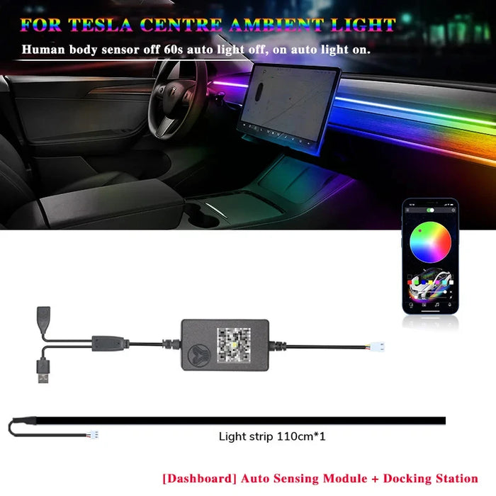 60S Auto Off Car Ambient Light For Tesla Model 3 Y S X