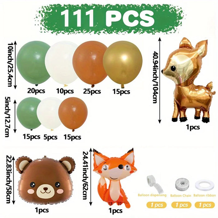 111Pcs Forest Animal Themed Balloon Arch Garland Set Suitable For Birthdays Gender Reveal Parties Forest Themed Party Decorations