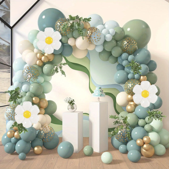 196Pcs Grey Blue And Green Balloons Garland Kit Christening Wedding Bride Bohemian Birthday Party Background Decoration