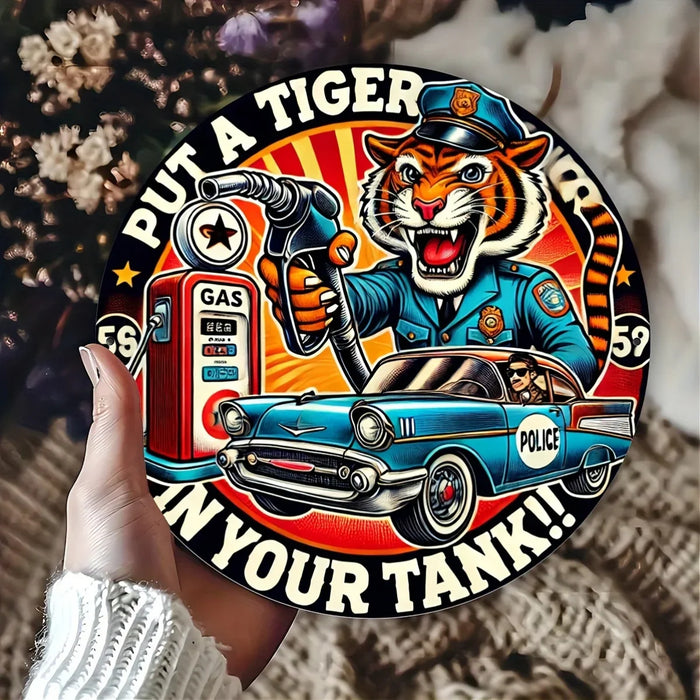 Aluminum Tiger Gas Station Sign Ideal For Automotive Decor
