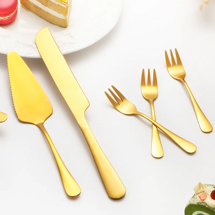 8 Piece Gold Stainless Steel Dessert Set For Home Kitchen