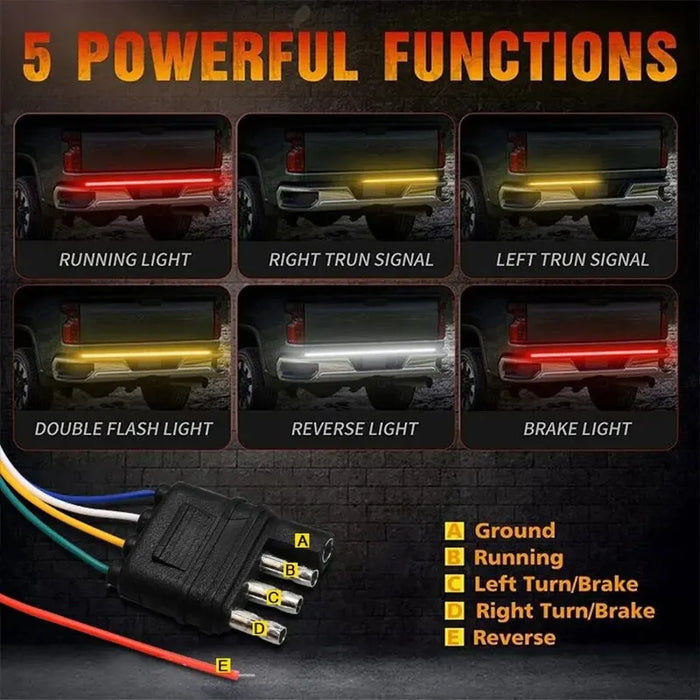 12V 48 / 60 Led Car Brake Turn Signal Light Strip For Pickup Truck Rear Tail Double Flash