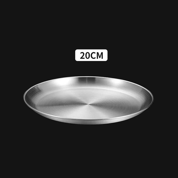 Korean Style Stainless Steel Bbq Plate Round Shallow Dish