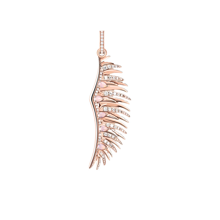 925 Sterling Silver Rose Gold Phoenix Wing Pendant With Pink Stones Boho Jewelry For Women