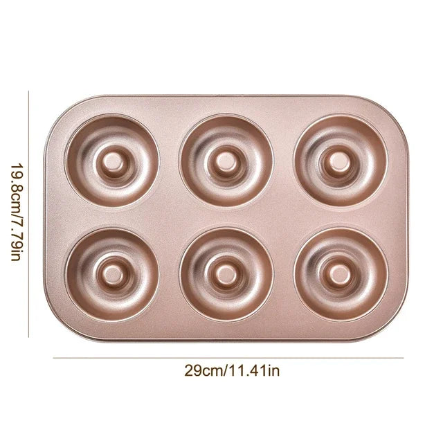 6 Hole Non Stick Carbon Steel Baking Tray For Diy Cakes And Muffins