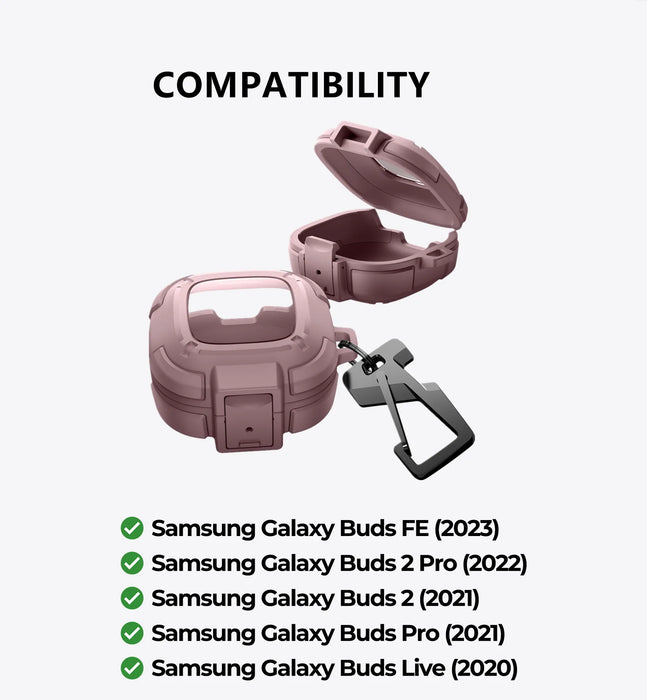 For Samsung Galaxy Buds Fe / Buds 2 Pro / Buds 2 / Buds Pro / Buds Rugged Bumper Shockproof Case With Secure Lock Keychain