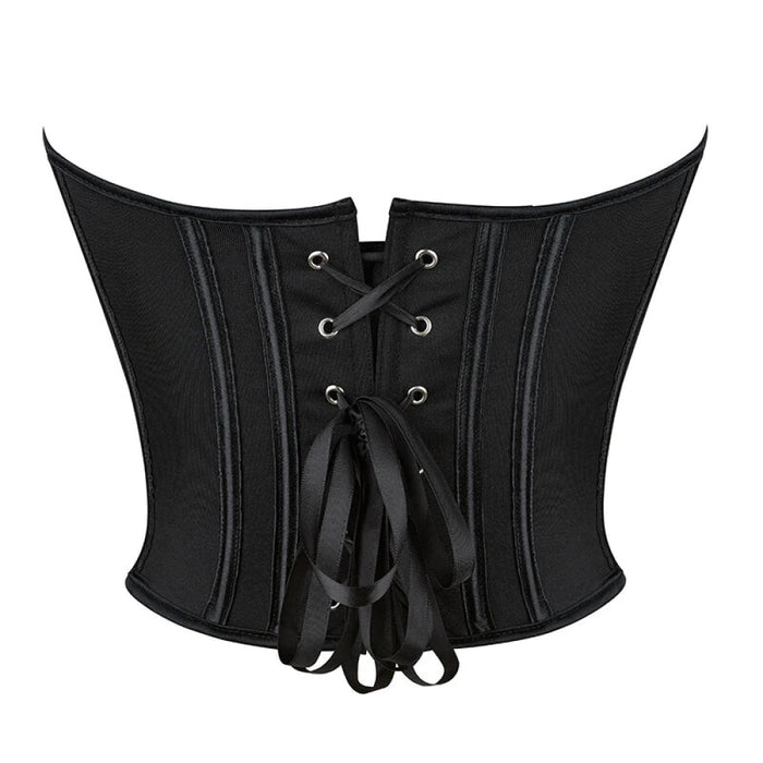 Alluring Sheer Mesh Ruched Corset Crop Top With Hook 14 Glue Bones O-Neck Strapless Sleeveless Corselet Tank Top