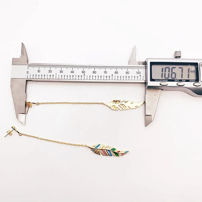 925 Sterling Silver Vibrant Feather Drop Earrings Real Women Fine Jewelry