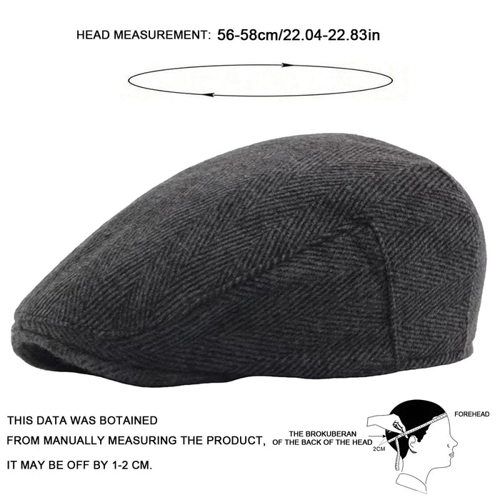 Coarse Grain Fluff Newsboy Cap For Men Autumn / Winter Herringbone Beret