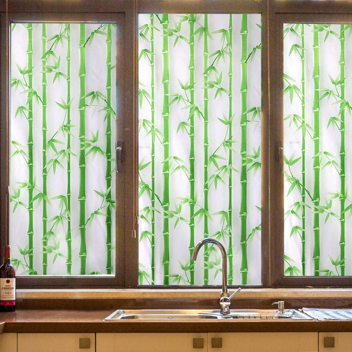 Frosted Bamboo Window Film - No Glue Removable Privacy & Decorative - Office & Home