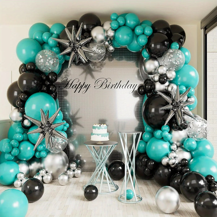 146Pcs Blue Black Silver Balloon Garland Arch Set Birthday Wedding Anniversary Graduation Celebration Spring Summer Decoration