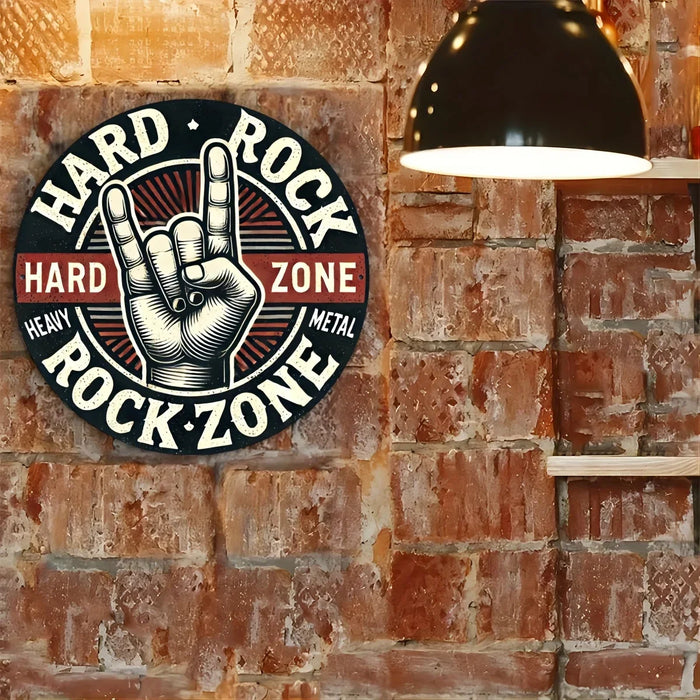 Vintage Hard Rock Metal Sign 8X8 Inch Round Rustproof & Weather-Resistant
